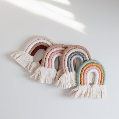 Modern wall art to add to your boho rainbow nursery décor or bedroom decor. The color scheme is still popular with Terracotta, browns, mauves and neutrals. Discover More: www.littledaisydream.com