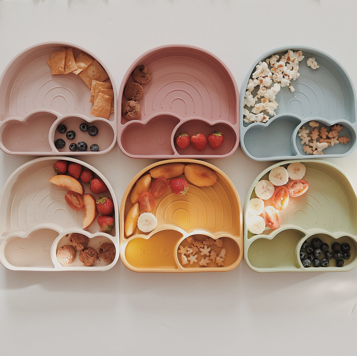 rainbow divider plate with cutlery silicone for baby toddler weaning set