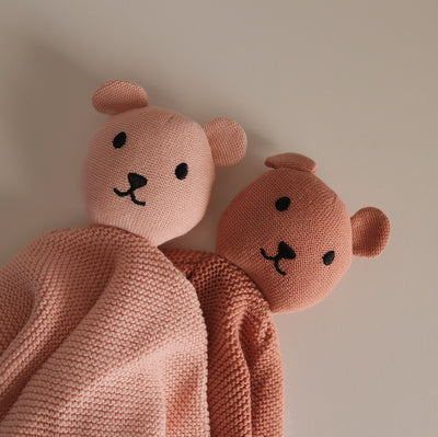 Knit Cotton Bear Comforter | Dusty Rose