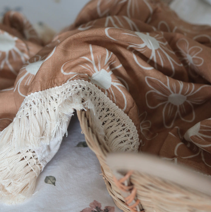 Bamboo + Cotton Fringe Blanket | Daisy Dream