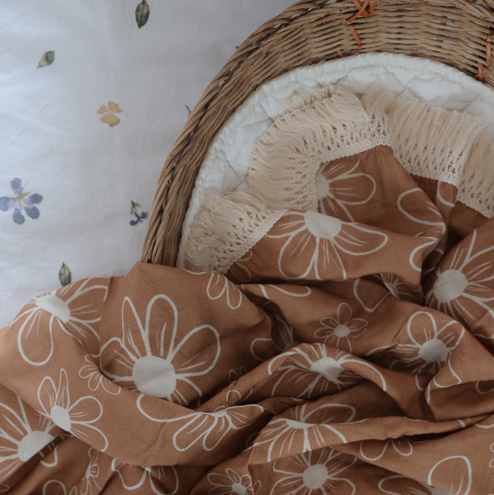 Bamboo + Cotton Fringe Blanket | Daisy Dream