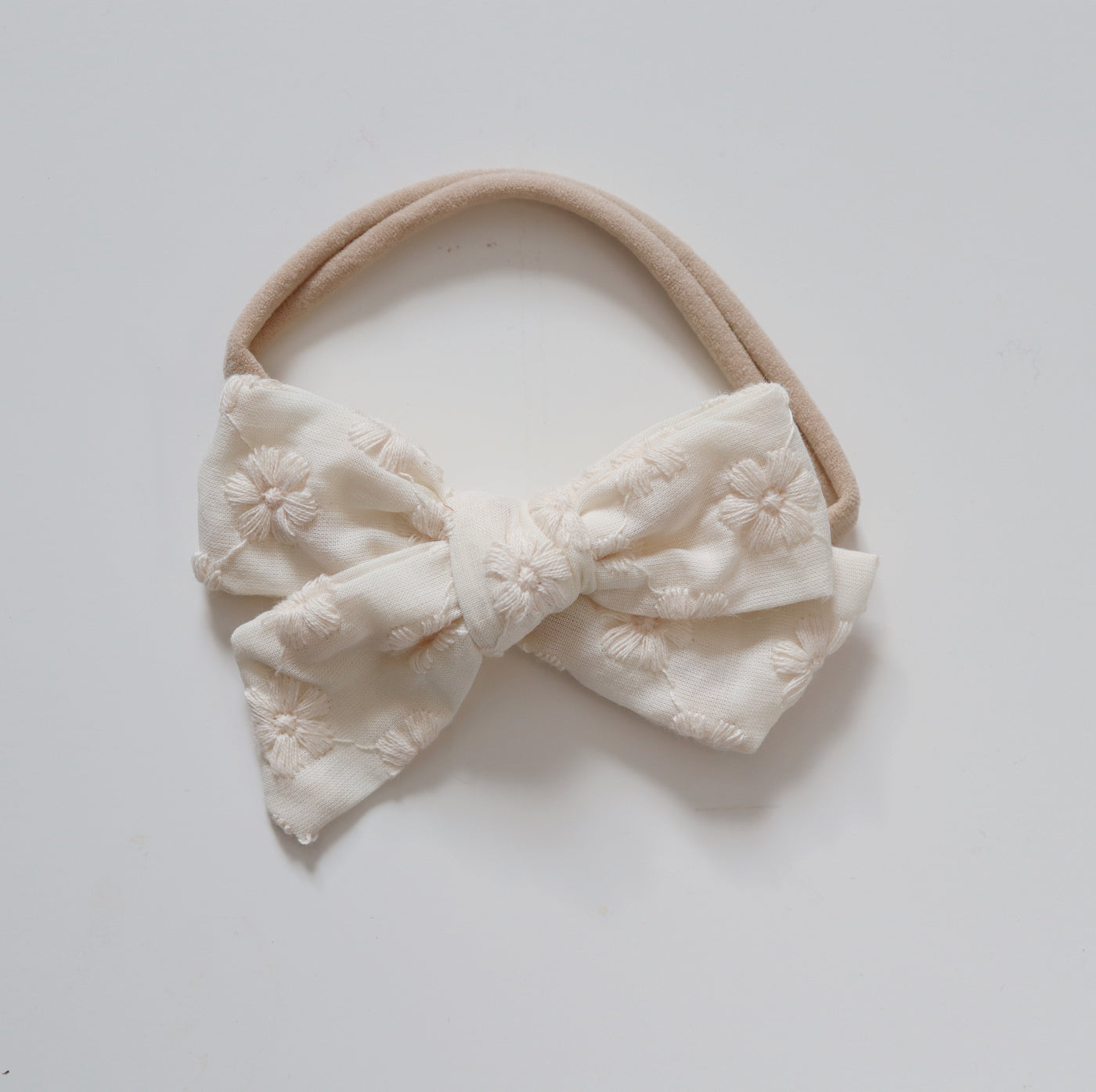 Embroidered Fleur Headband | Beige