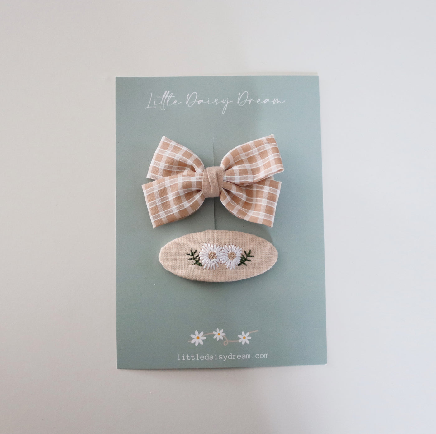 Bow + Clip Set | Daisy Checkered