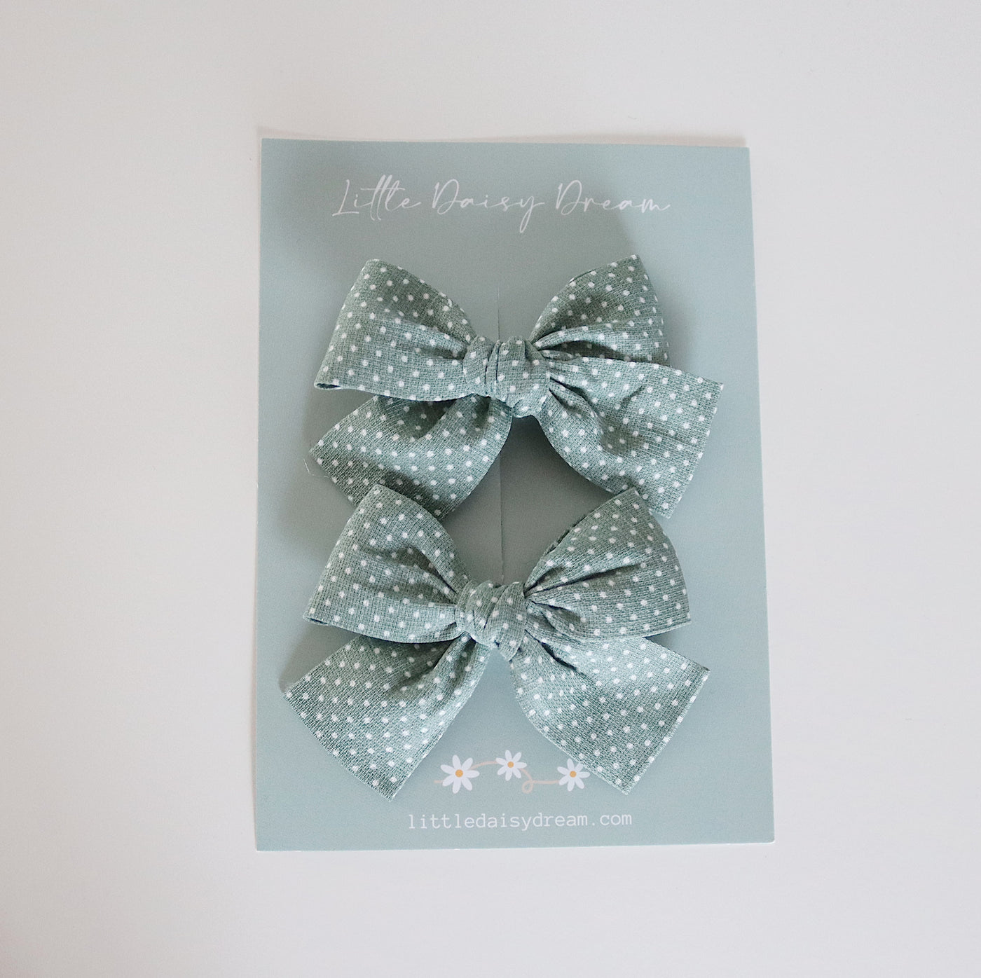 Pigtail Bows | Polka Green