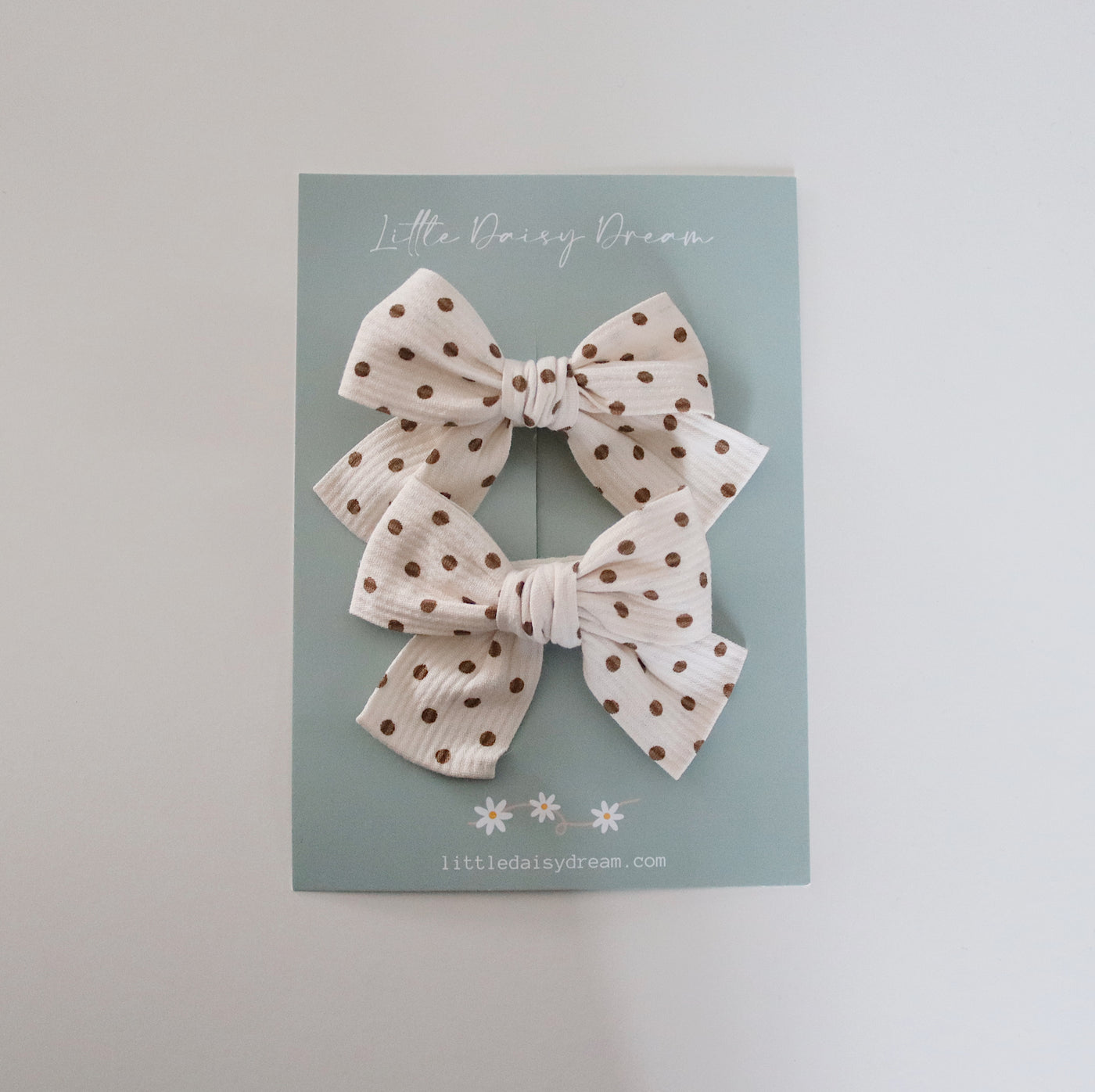 Pigtail Bows | Polka Brown