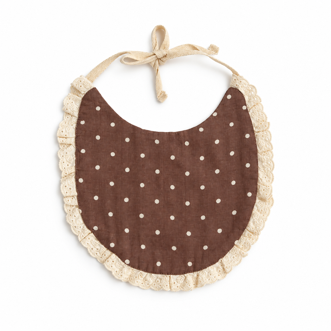 Baby Cotton Drool Bib | Espresso Polka