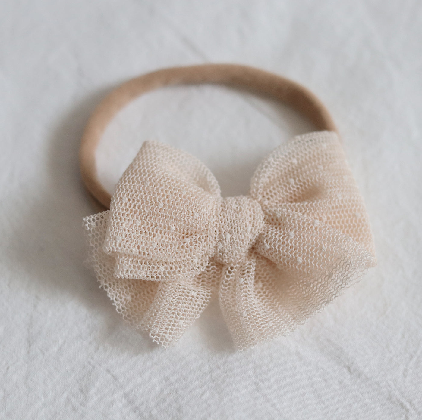 Tulle Bow Headband | Beige