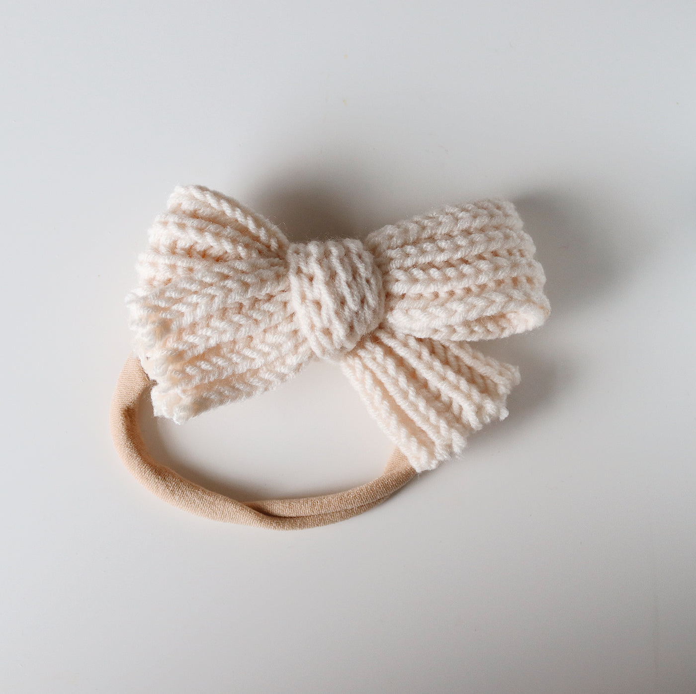 Headband / Beige Knitted Bow