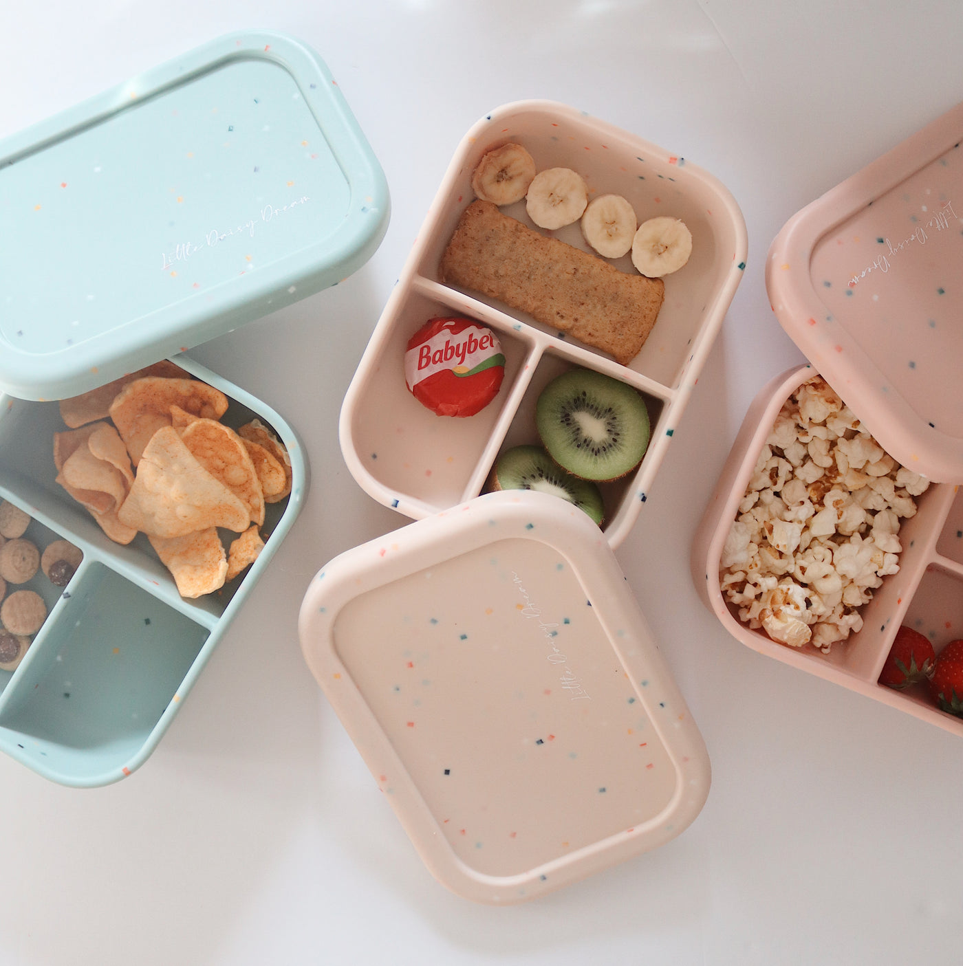 Silicone Bento Lunch Box | Confetti Beige