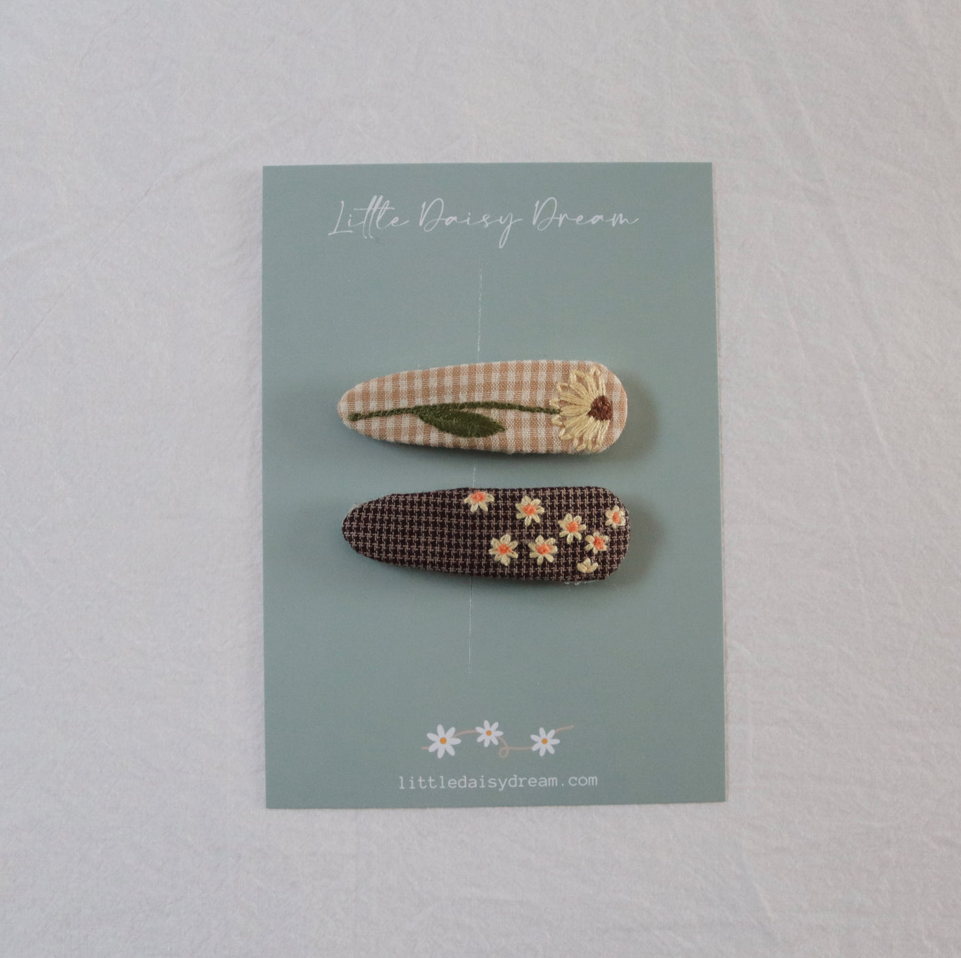 Embroidered & Patterned Snap Clip Set | Green