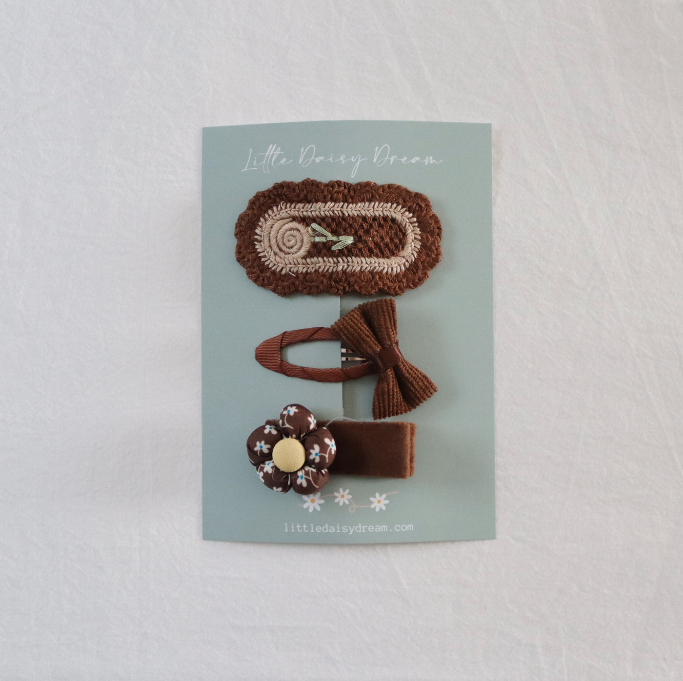 Brown Floral & Bow Set