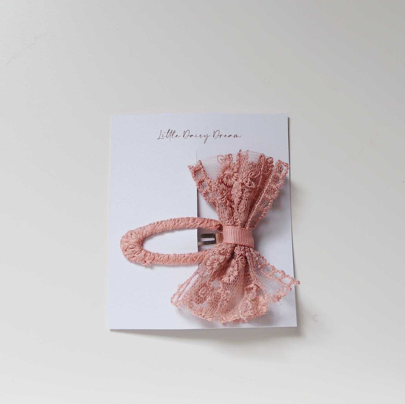 Lace Bow Clips | Rose Pink