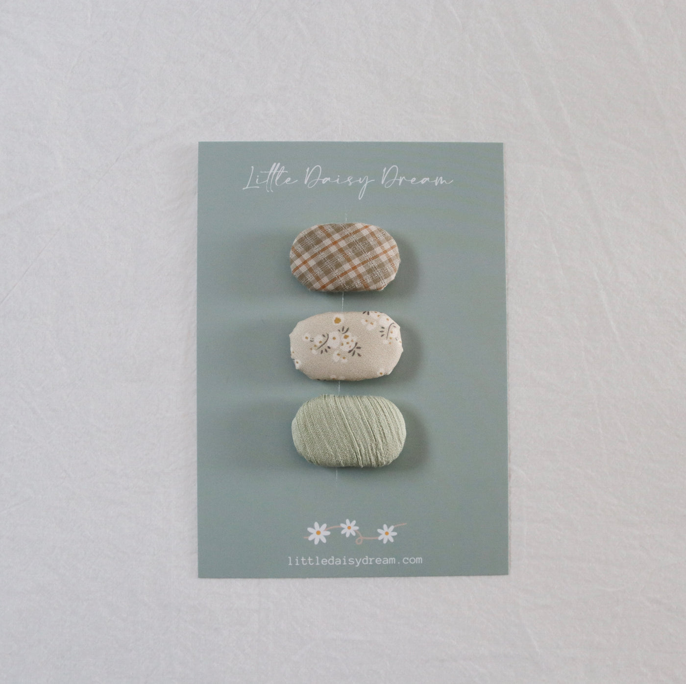 Button Hair Clip Set | Greens