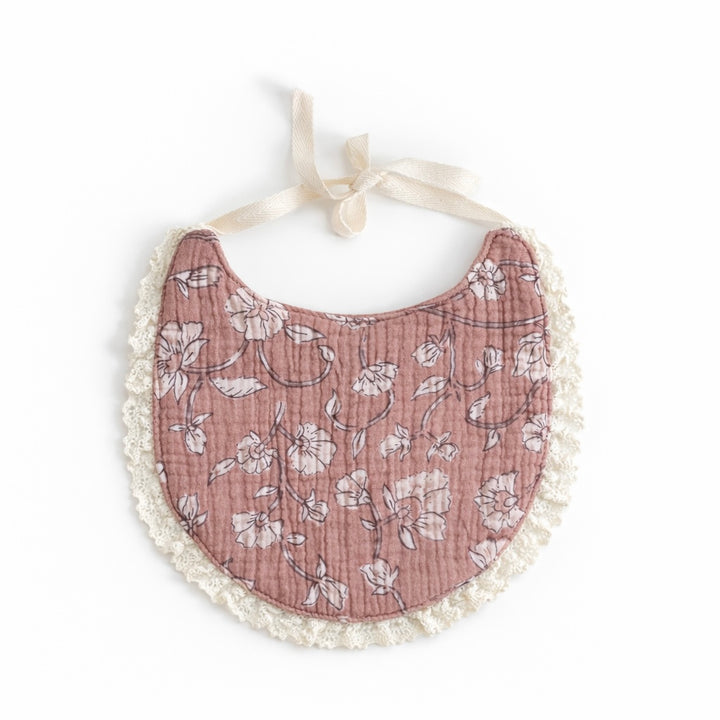Floral Cotton Drool Bib | Rosewood Bloom