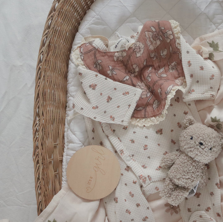 Floral Cotton Drool Bib | Rosewood Bloom