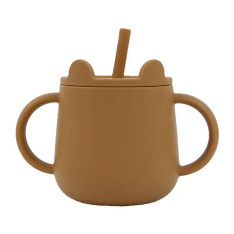 Bear Silicone Cup With Straw | Caramel