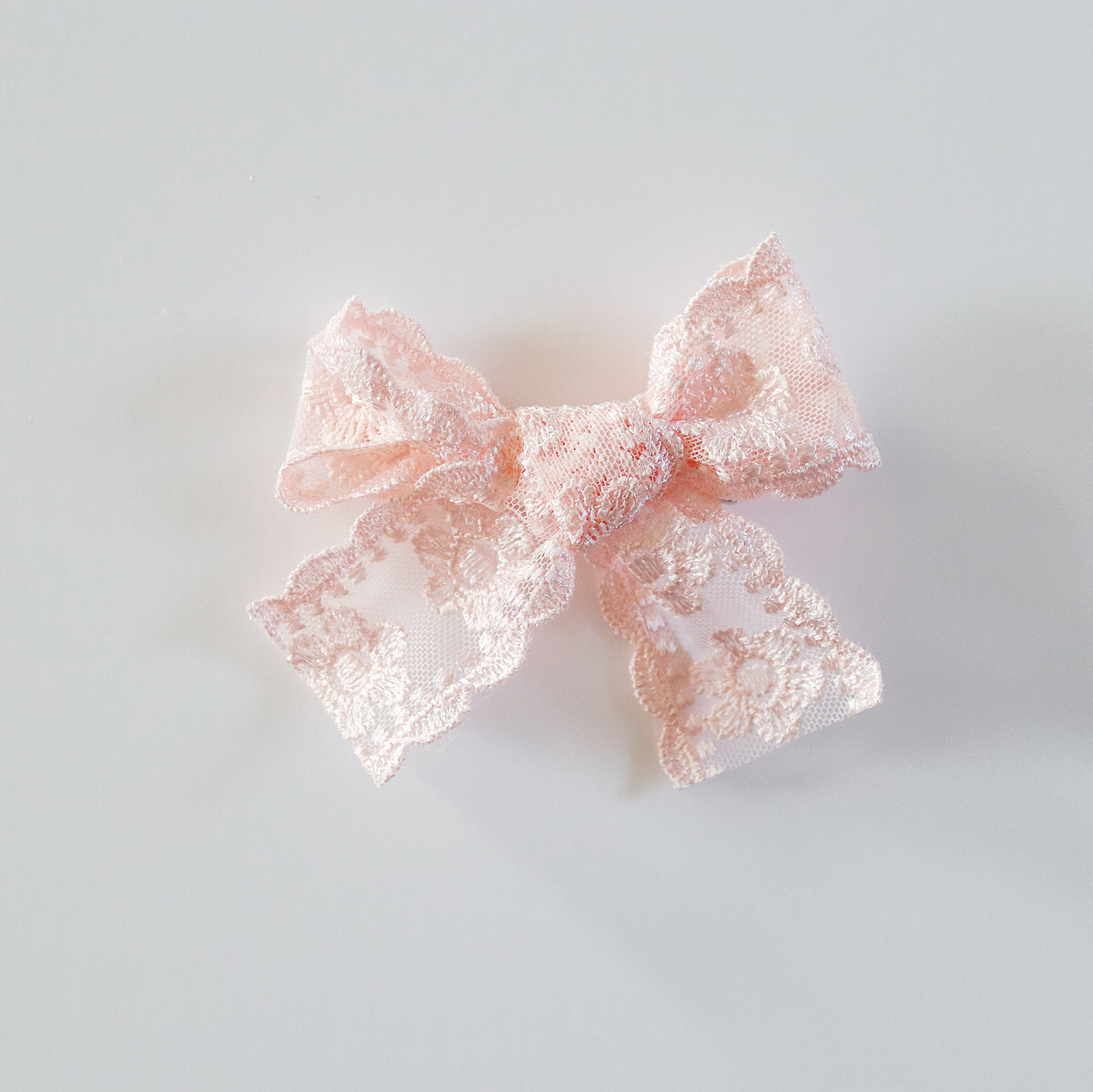 Lace Bow Clip | Peach
