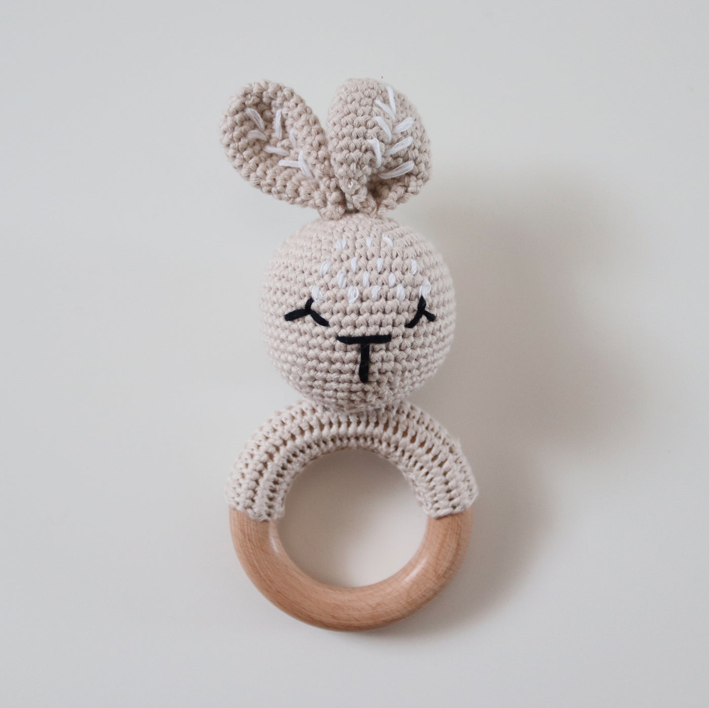 Crochet Baby Rattle Toy | Oatmeal Bunny