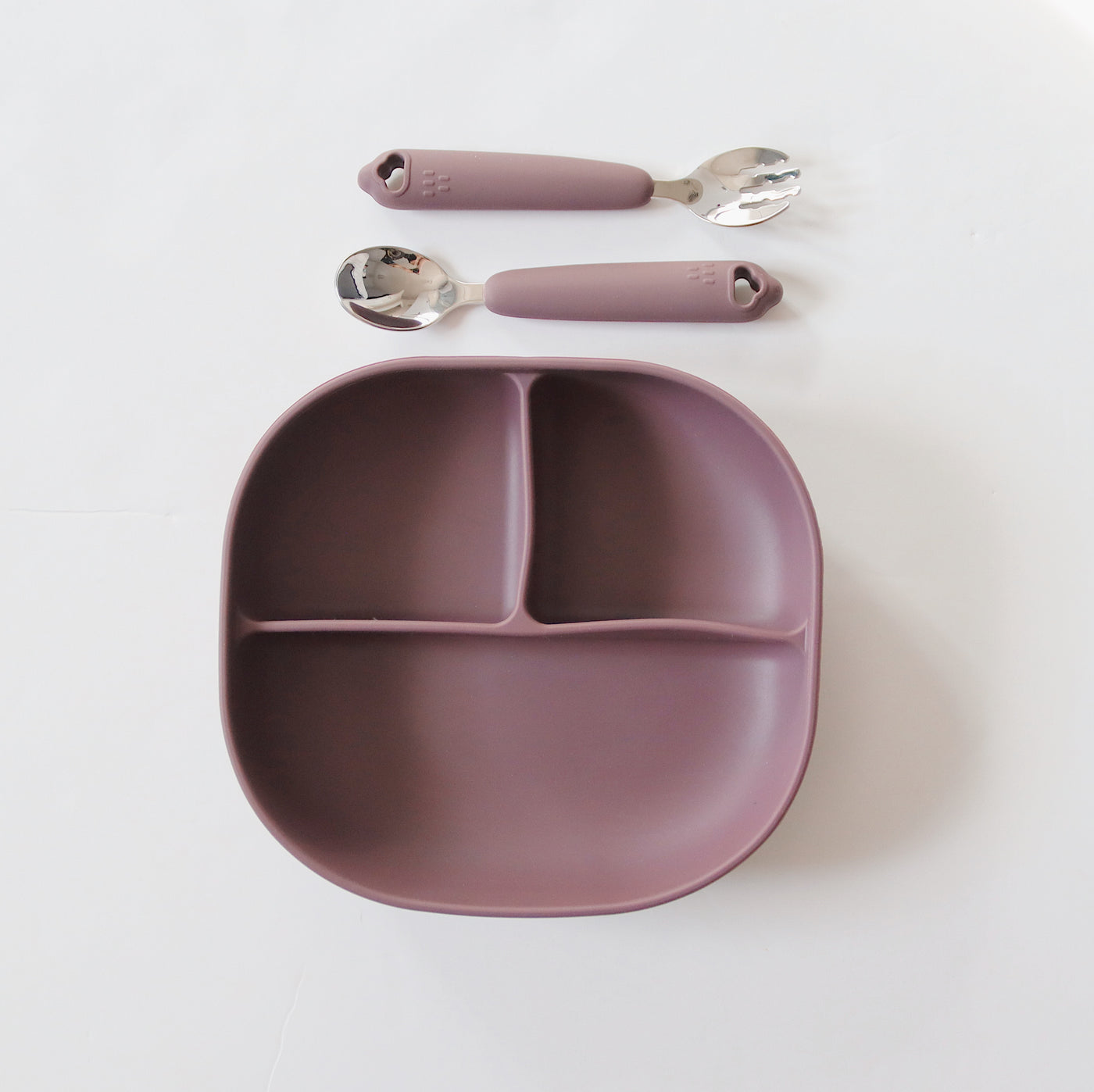 Silicone Divider Plates + Cutlery Set | Purple