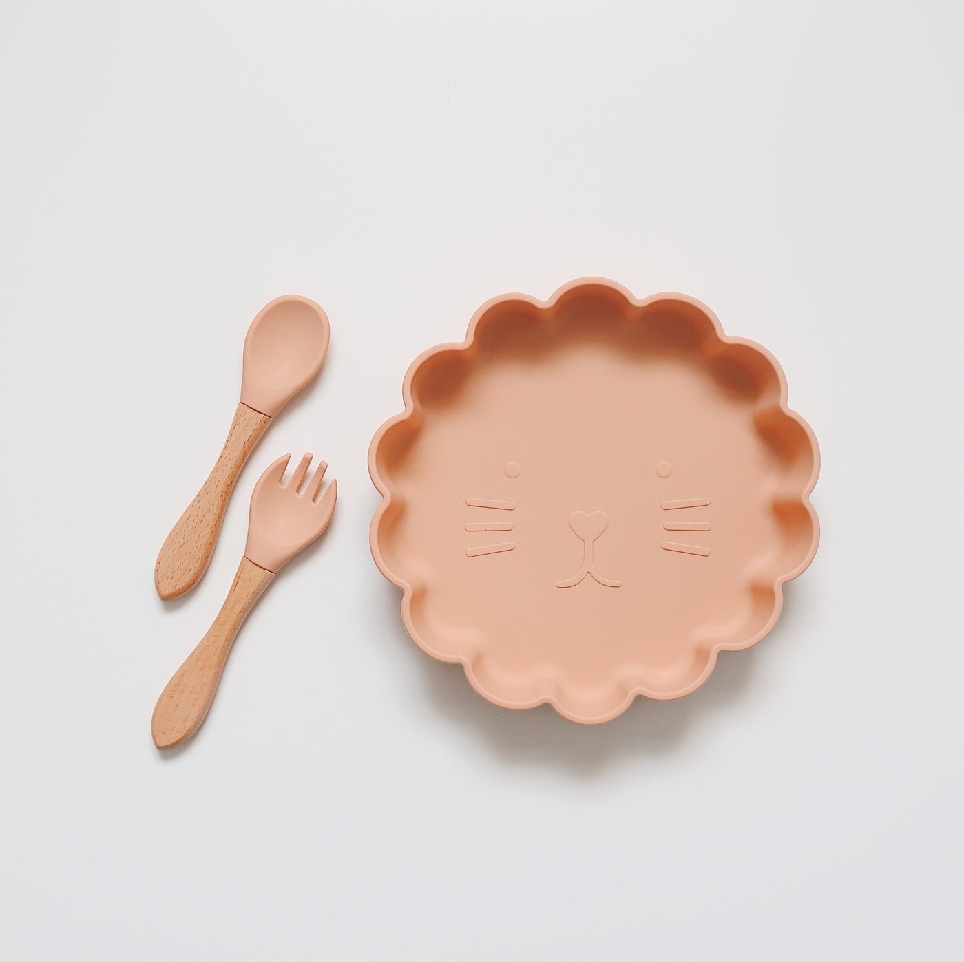 Silicone Suction Plate & Cutlery Set | Peach