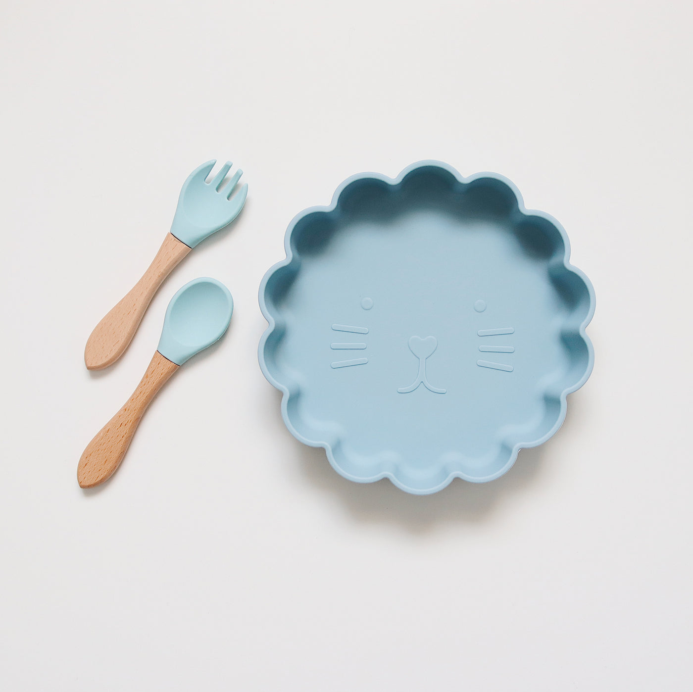 Silicone Suction Plate & Cutlery Set | Blue