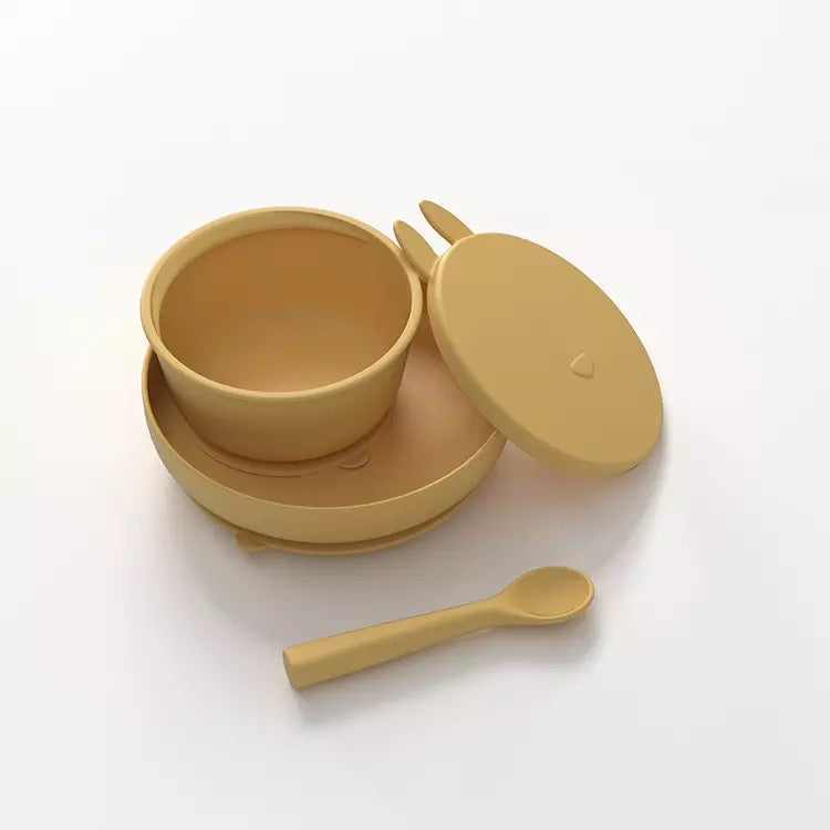 Bunny Dinner Plates & Spoon Set | Mustard