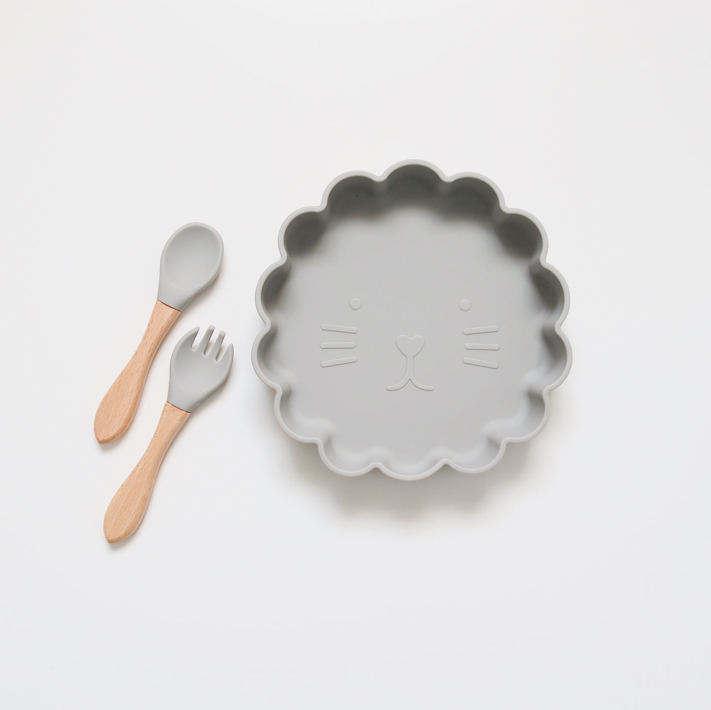 Silicone Suction Plate & Cutlery Set | Grey