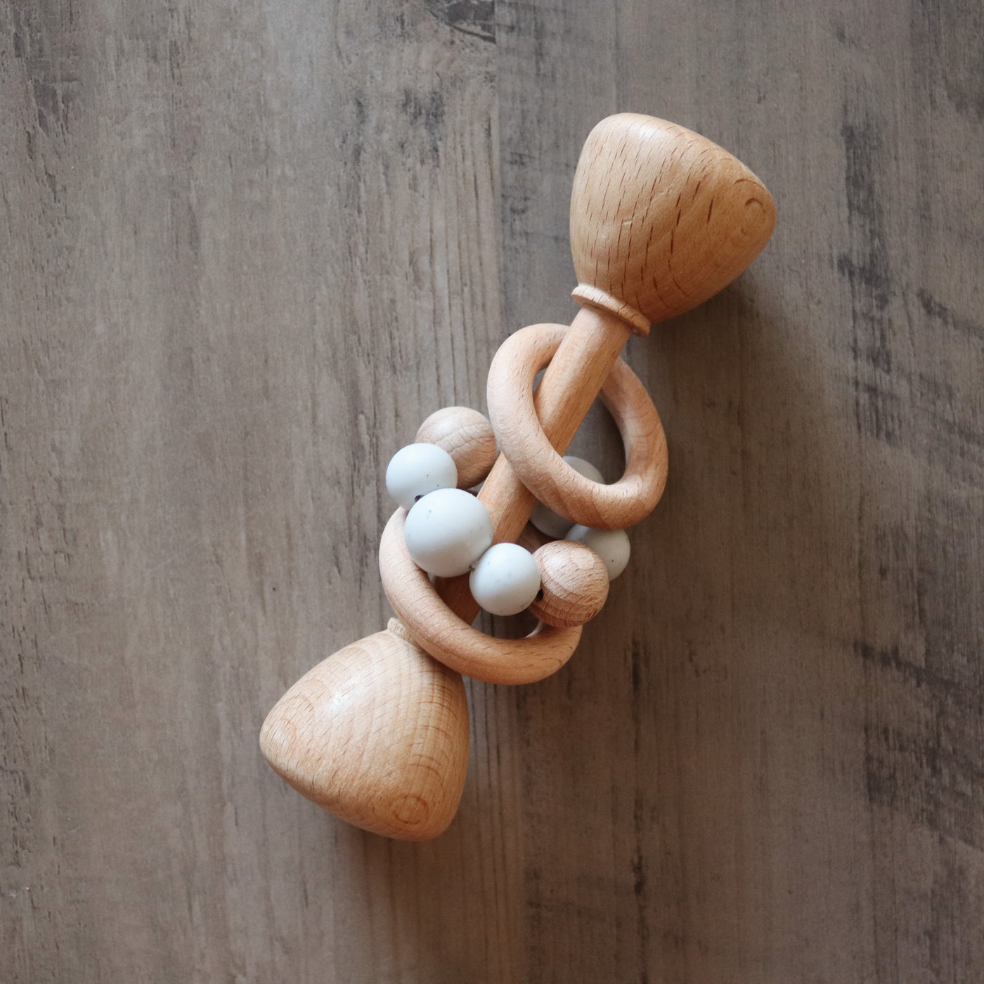 Wooden Rattle Toy | Light Grey