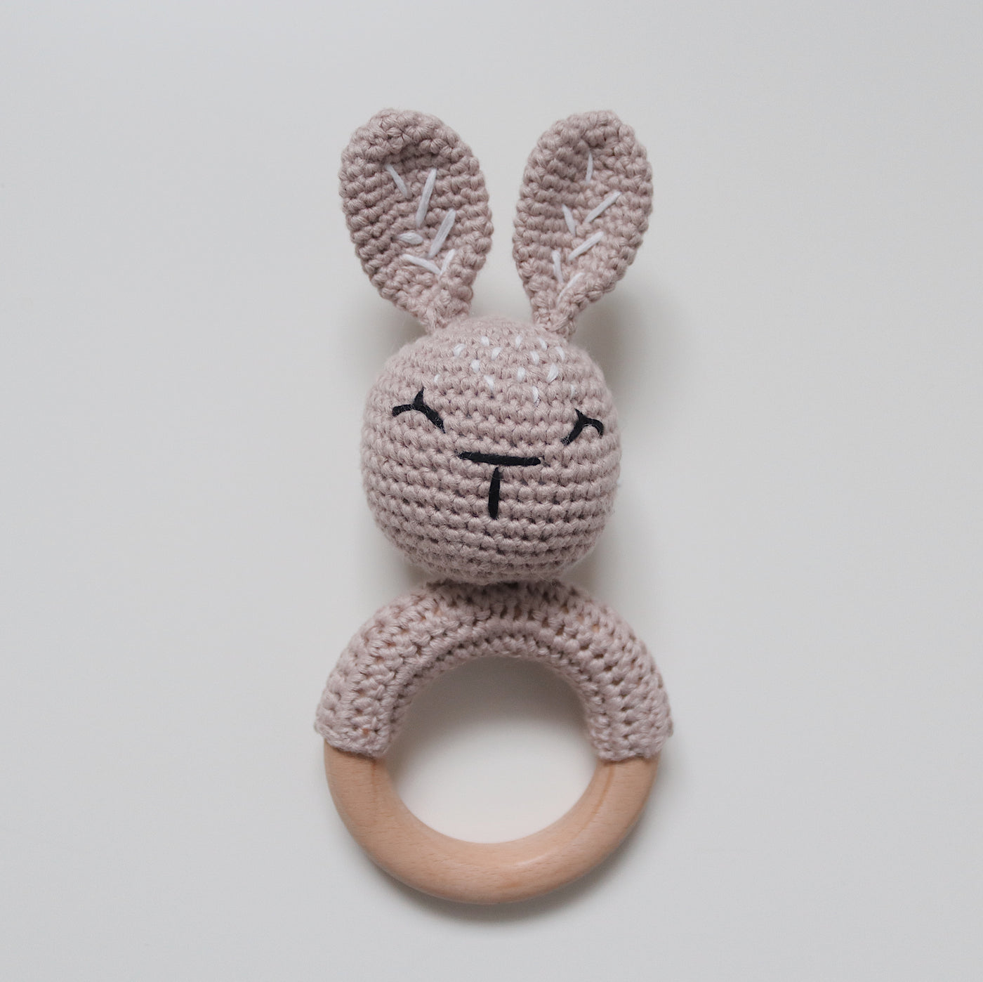 Crochet Baby Rattle Toy | Pale Mauve