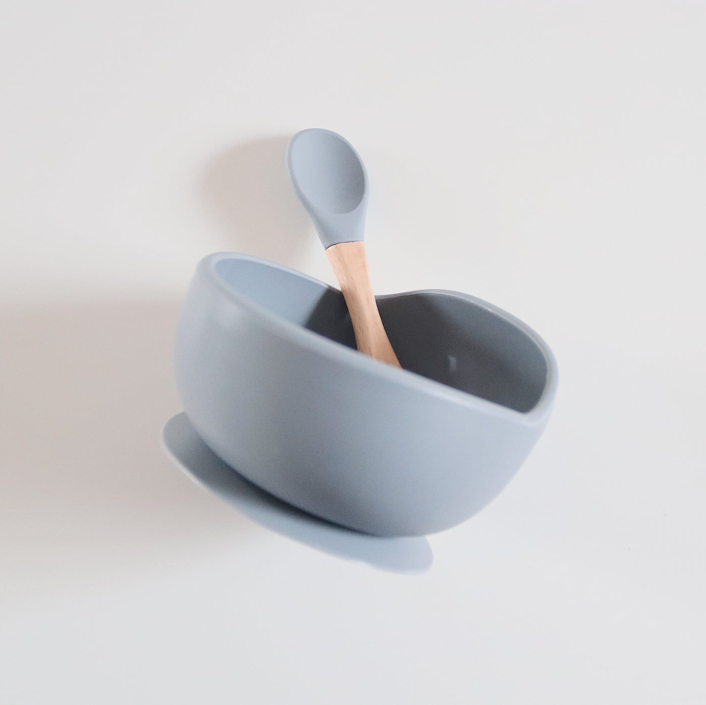 Silicone Bowl & Spoon Set | Blue Grey