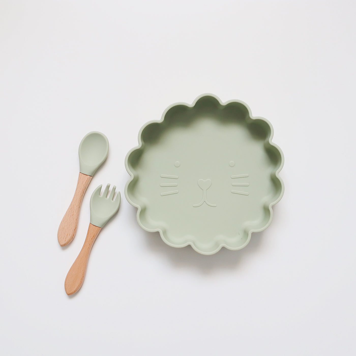 Silicone Suction Plate & Cutlery Set | Green