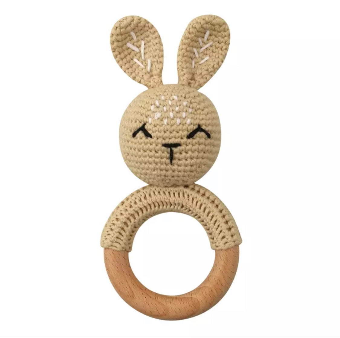 Crochet Baby Rattle Toy | Caramel Bunny
