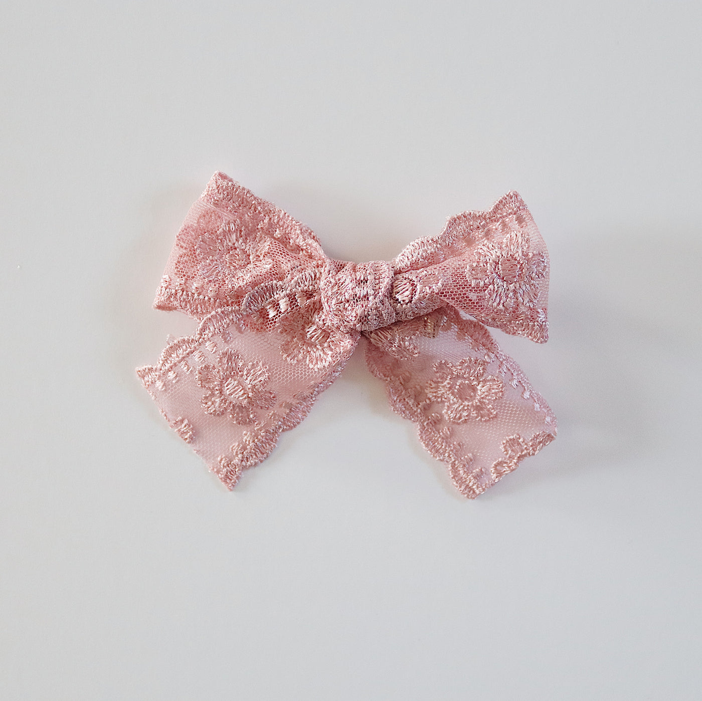 Lace Bow Clip | Pink