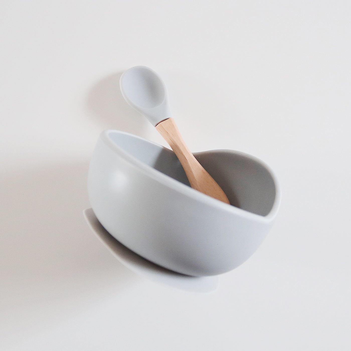 Silicone Bowl & Spoon Set | Light Grey