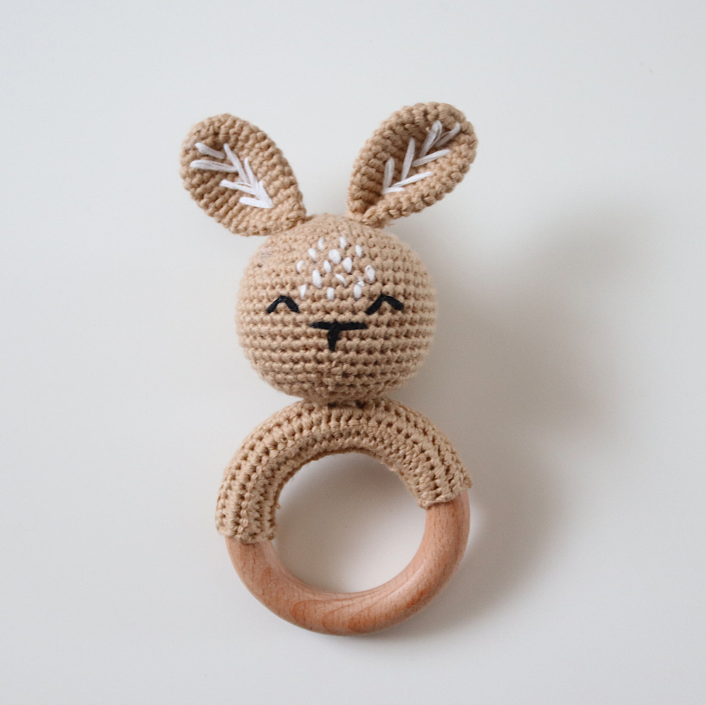 Crochet Baby Rattle Toy | Coffee Bunny