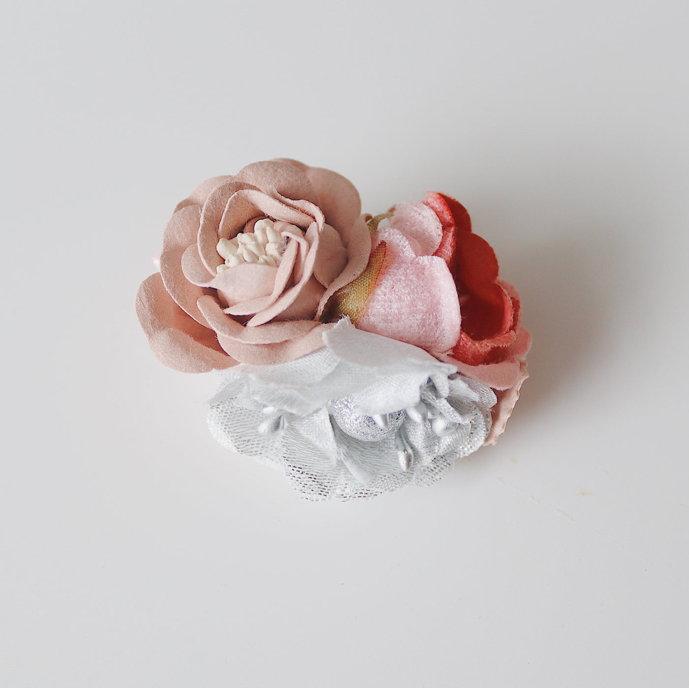Bouquet of Roses Clip | Silver Pink