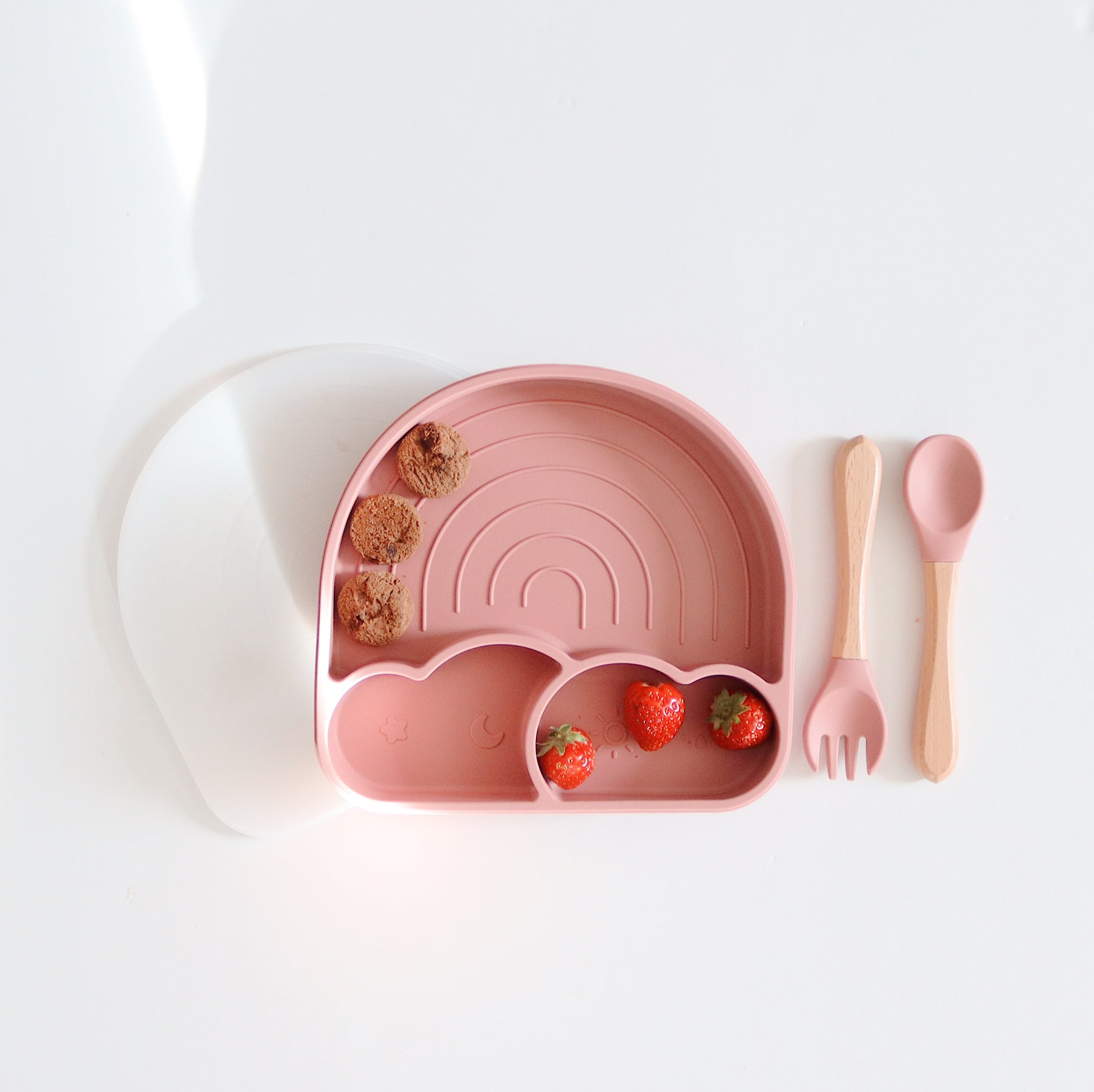 Rainbow Silicone Suction Plate & Cutlery Set Blue