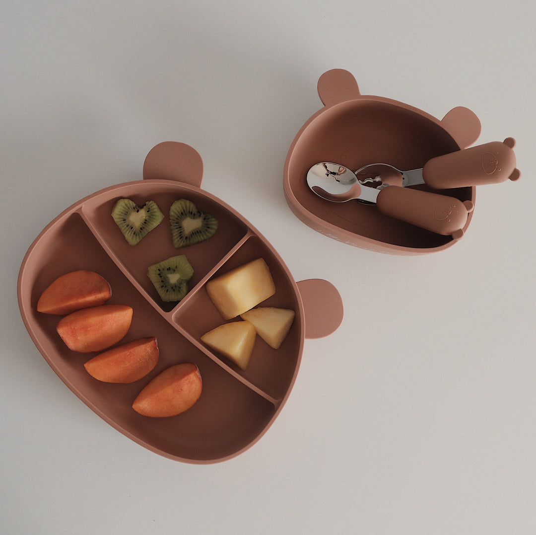 Silicone Bear Divider Tableware Set | Cappuccino