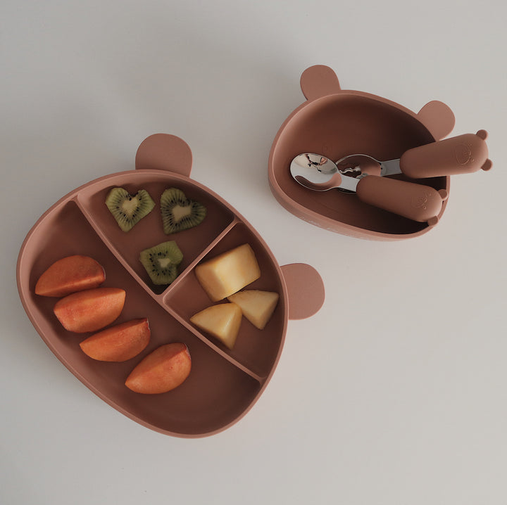 Silicone Bear Divider Tableware Set | Cappuccino