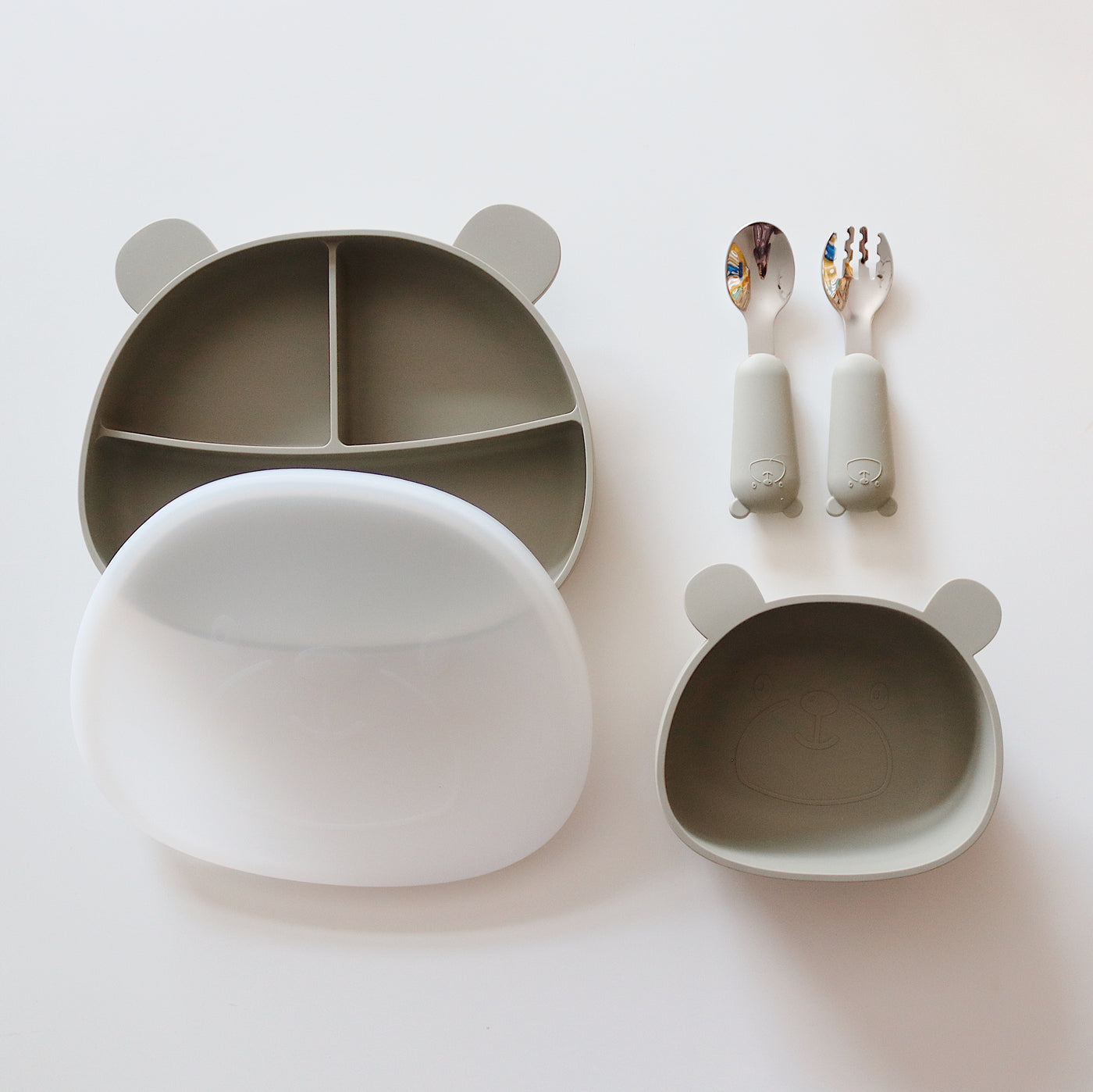 Bear Divider Tableware Set | Sage
