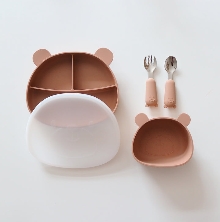 Silicone Bear Divider Tableware Set | Cappuccino