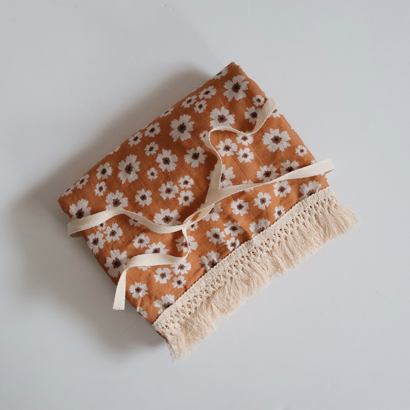 Bamboo + Cotton Fringe Blanket | Chestnut