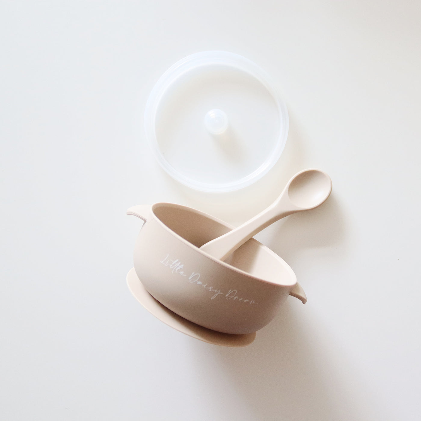 Silicone Suction Bowl with Lid + Spoon | Sand