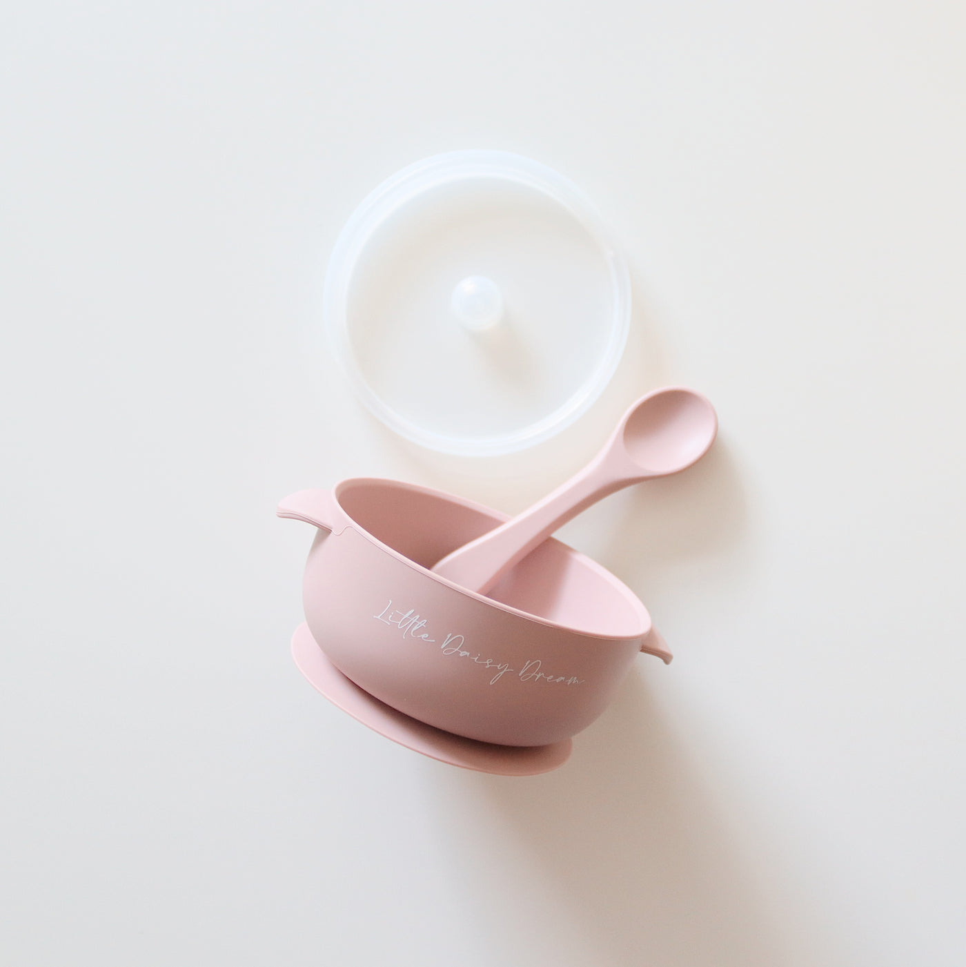 Silicone Suction Bowl with Lid + Spoon | Rose