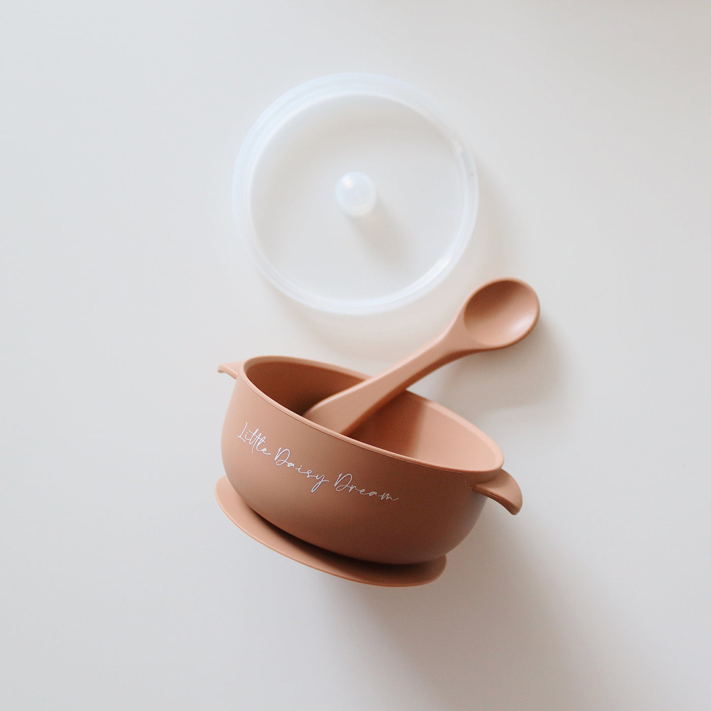 Silicone Suction Bowl with Lid + Spoon | Cappuccino