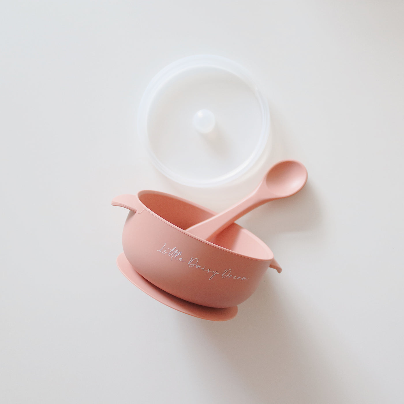 Silicone Suction Bowl with Lid + Spoon | Dusty Rose