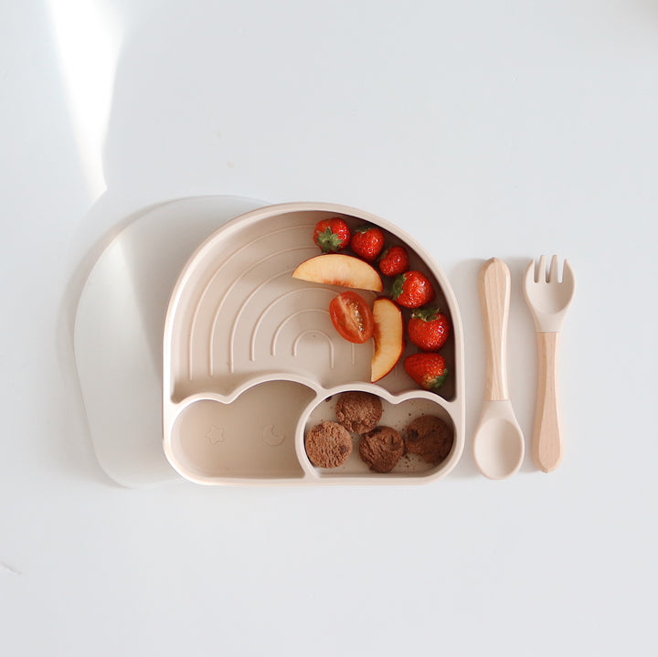Rainbow Plate &amp; Cutlery Set | Beige
